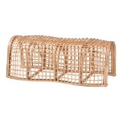 bali & pari Daiki Natural Rattan Bench with Curved Frame - Lightweight Decorative Accent Seating for Entryway, Bedroom, or Living Room